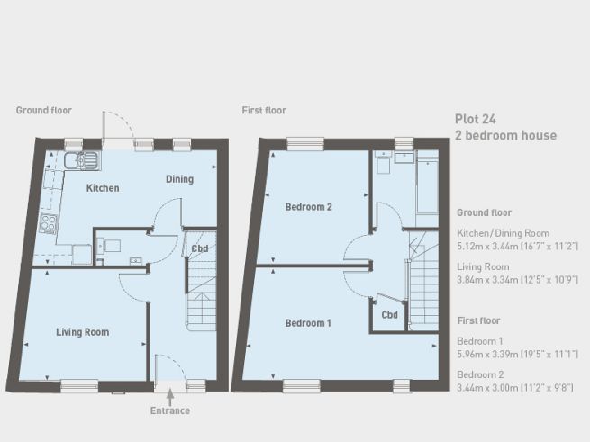 Floor plan 2 bedroom house, plot 24 - artist's impression subject to change